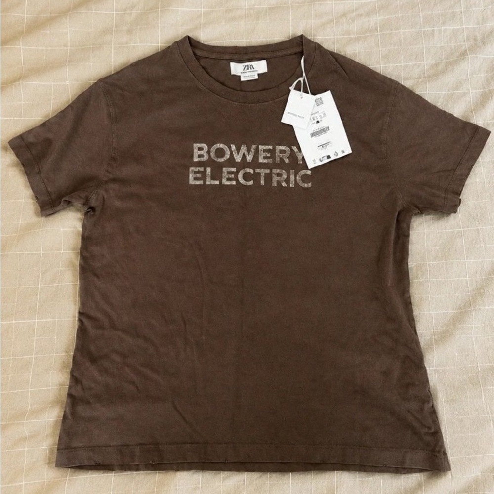 Zara Brown 'Bowery Electric' Graphic Short Sleeve Tee